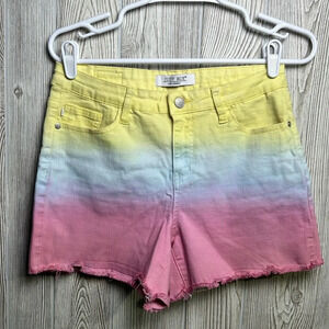 Judy Blue Shorts Women Medium Yellow Pink Cut Off Dip Dyed Ladies Size Medium